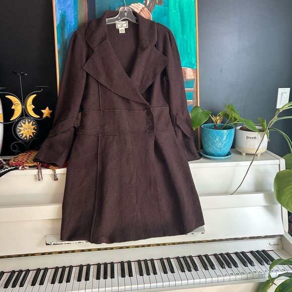 April Cornell 90s Chocolate Brown Long Sleeve Sweater Cardigan M Wool Vintage - Picture 5 of 16